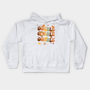 Gobble Happy Thanksgiving Day Text Kids Hoodie